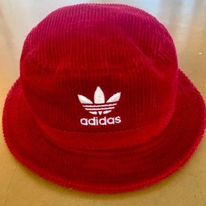 Adidas Red Corduroy Bucket Hat